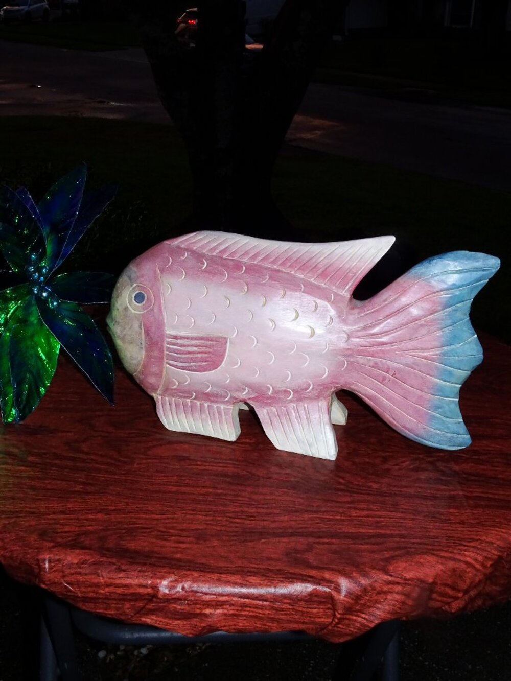Folk Wood Art Large Fish HANDCRAFTED  15 1/2" x 9 1/2"